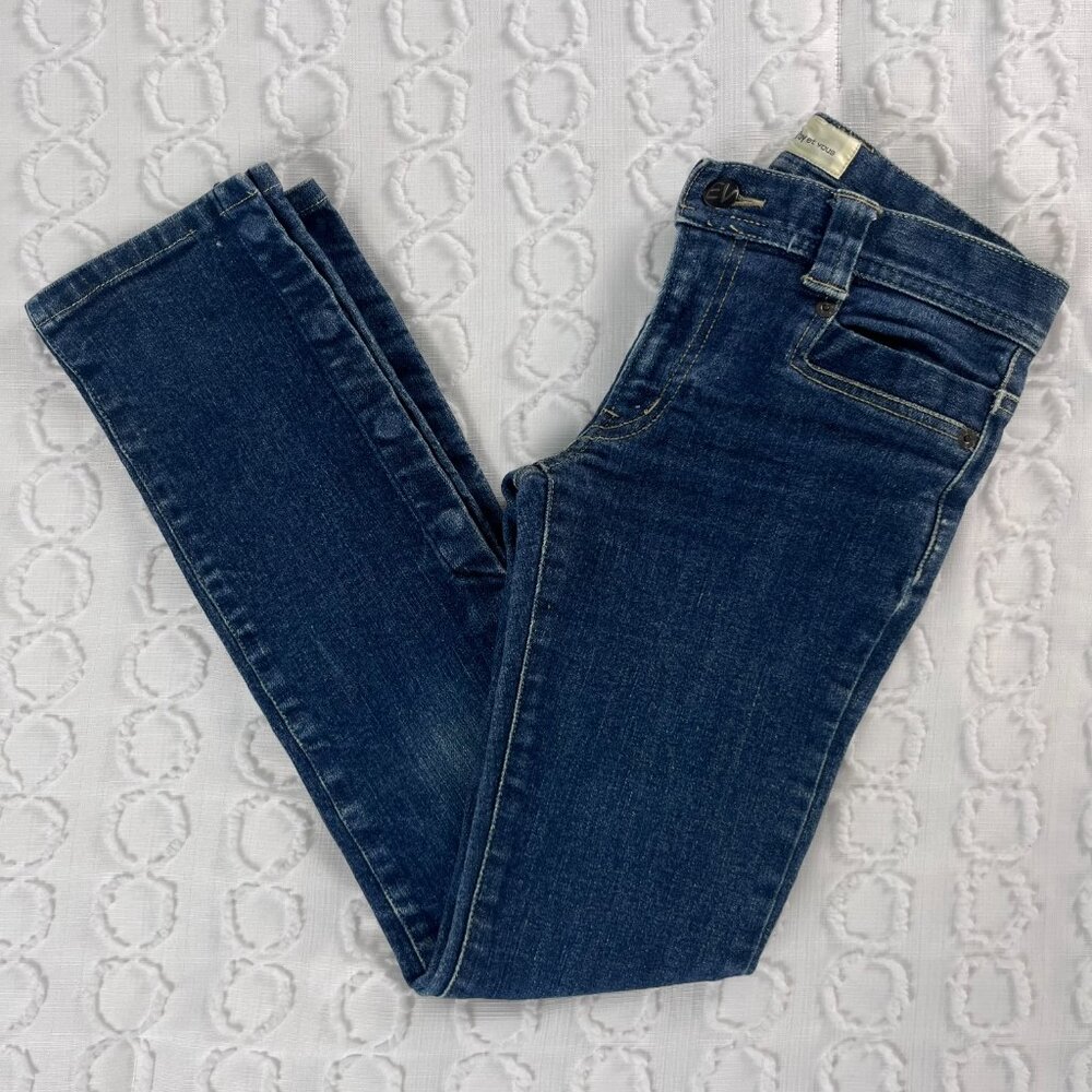 EV by Et Vous Women's Distressed Jeans Snap Bottom Medium Wash - Picture 6 of 7